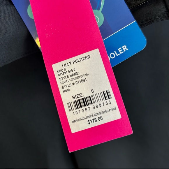 NWT Lilly Pulitzer Black Noir Travel Trousers/Pants Straight Leg UPF 50 Size 0 - Picture 7 of 10